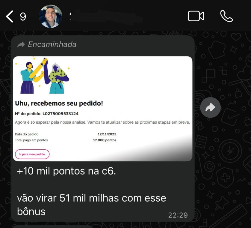 Dez mil pontos virando 51 mil milhas com bônus