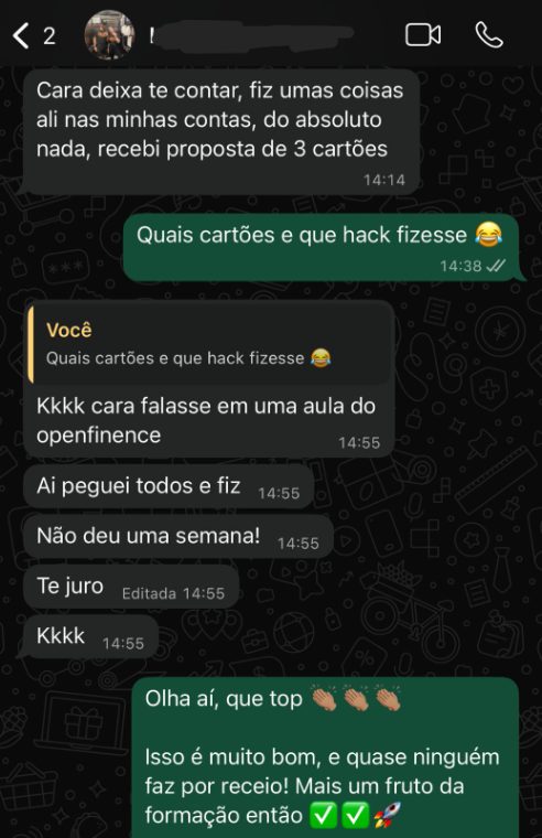 Proposta de três cartões depois da aula de open finance
