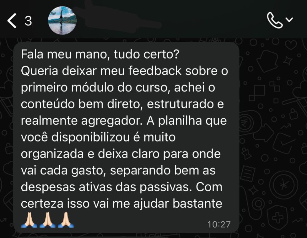 Feedback do primeiro módulo e da planilha